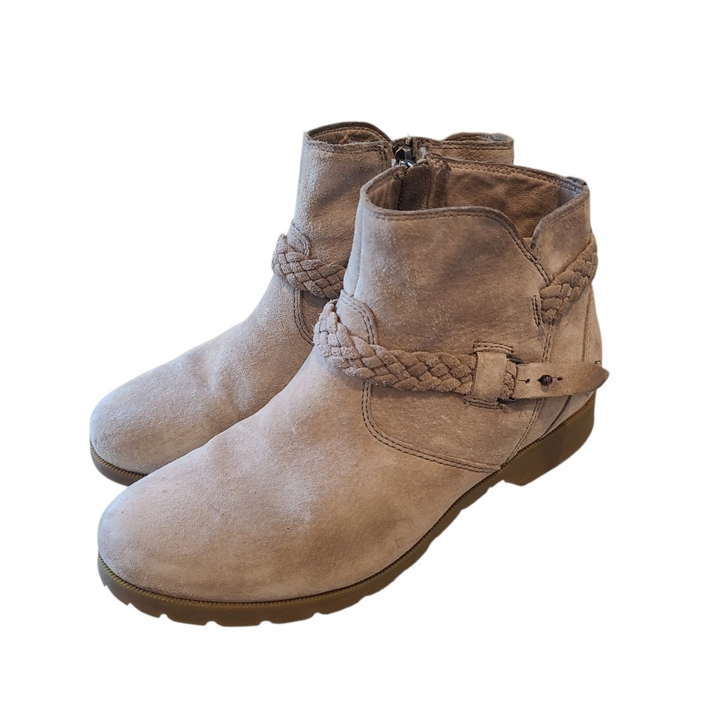 Teva DelaVina Tan Suede Ankle Boots Waterproof Braided Western Size 8 Boho